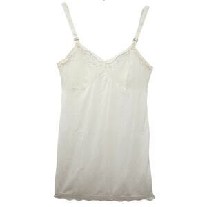 Vintage Satin Lace Slip Dress Adjustable Ribbon Straps Fairycore Layering Piece